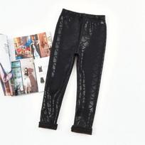 Rudens žiemos blizgios svarstyklės Kelnės Girls Plus Velvet Keep Warm Pant Plonas Spalvingos Mermaid Kelnės 100 juoda
