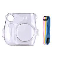 Permatomas momentinis fotoaparato apsauginis dėklas su vaivorykštės dirželio pakeitimu, skirtas Fujifilm Instax For Mini 7s 7c skaidri