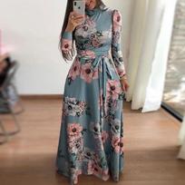 Vasarinė ilga suknelė su gėlėmis Elegantiška suknelė Tunika Maxi Suknelė Moteriška vakarinė suknelė Suknelė nuo saulės S