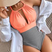 Ashgaily naujas vientisas maudymosi kostiumėlis Vintage Halter Bandage maudymosi kostiumėliai Push Up maudymosi kostiumėliai paplūdimio dėvėjimas be nugaros monokini S