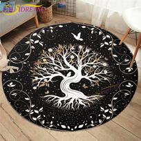 Gyvybės medis Yggdrasil runų raštas apvalus kilimas Gyvybės medis vaivorykšte margintas kilimėlis Svetainės apvalus kilimėlis Viking apvalus kilimas Diameter 60cm