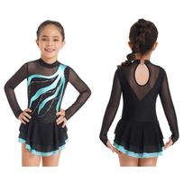 Vaikų mergaičių dailiojo čiuožimo suknelė Blizgi ilgomis rankovėmis baleto Tutu gimnastikos šokių triko suknelė šokių drabužiai 5-6 Years ežero žalia spalva