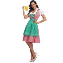 Moteriška Vokietijos Bavarijos Dirndl suknelės prijuostė Oktoberfest Fancy Beer Maid Kostiumas S žalia