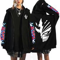 2023 Anime Bleach Džemperis Atsitiktinis Džemperis su Gobtuvu Harajuku Laisva Užtrauktuku Užsegama Striukė Hip Hop Gatvės Drabužiai Unisex Mada Užtrauktuku Užsegamas Džemperis M