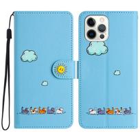 Odinis 3D reljefinis gyvūnų spaudinys, katės šypsenos raštas Telefono piniginės dėklas, knygos stovas, skirtas iPhone, Samsung Xiaomi Google mielos spalvos magnetinės kortelės atverčiamas dangtelis iPhone 6/6s mėlyna