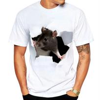 Vyriški mados raštu žiurkės marškinėliai 3D Animal Harajuku Street Style Trumpomis rankovėmis unisex cool marškinėliai M