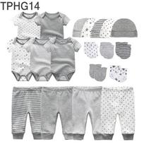 KIDDIEZOOM 19 vnt./Komplektas naujagimiui kombinezonai+kelnaitės+kumštinės pirštinės+kepurės rinkinys 100% medvilnės spaudos unisex drabužiai mergaitei berniukui, naujagimio dovana 0-3Months