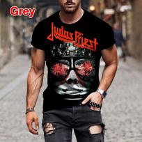Fashion Hip Hop Rock Judas Priest Band 3D Printed T Shirts For Men Casual Street Trend Short Sleeve T-shirt  Large Size Clothing S
