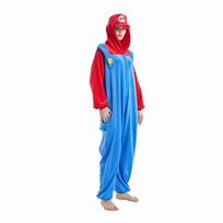 Suaugusiųjų Onesies Animacinis filmas Super Mario Kigurumi Anime pižamos Helovino Cosplay kostiumas S mėlyna/raudona