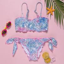 Vaikams skirtas dviejų dalių undinėlės maudymosi kostiumas Mergaičių tankini maudymosi kostiumas Mažylių bikini viršus su kakliuku ir šoninėmis kelnaitėmis Vasaros paplūdimio maudymosi kostiumas vaikams 130 mėlyna