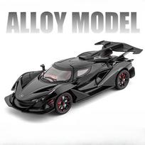 1/24 mastelio „Apollo Automobil IE“ sportinių automobilių lydinio „diecast“ modelio žaislinė transporto priemonė su garsu ir šviesa, traukiami atgal automobilio žaislai vaikams, dovanos juoda
