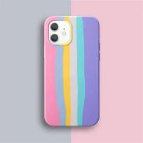 Vaivorykštės spalvų skysto silikono dėklas iPhone 15 14 13 11 Pro Max, skirtas iPhone 12 X XR XS 8 7 Plus, visapusiškai apsaugantis dėklas For iphone 13 rožinė