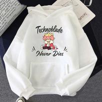 Dream SMP Žaidimo Hoodie Retro Stiliaus Technoblade Never Dies Spausdinimo Megztinis Juokingi Animaciniai Viršutiniai Drabužiai Moterims/Vyrams Kawaii Hoodies XS balta