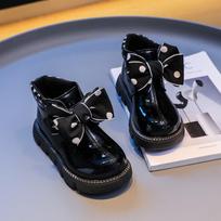 2022 m. rudens vaikiški odiniai batai: Mergaičių Bow Princess trumpi batai Size 26-30 / Set of 5 pairs juoda