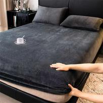 Puikus flanelinis paklodė žiemai, šiltas koralų vilnos čiužinio užvalkalas Minkštas kvėpuojantis lovos užvalkalas, neįskaitant pagalvės užvalkalo Bed sheet (90x200x25cm) tamsiai pilka spalva