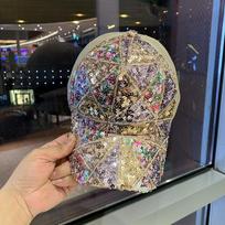 Vasarinė tinklinė skrybėlė su blizgučiais moteriška kvėpuojanti apsaugos nuo saulės skydelis kelionės mados universalus korėjietiškas variantas beisbolo kepuraitės kepuraitė adjustable