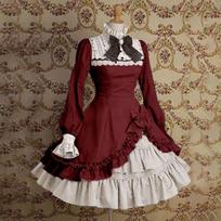 Moteriškos mados Viktorijos laikų stiliaus tarnaitės suknelė Elegantiškos suknelės moterims Saldi Lolita suknelė pūstomis rankovėmis S raudona