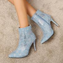 Madingi 2024 m. Nauji blizgučių dizaino moteriški aukštakulniai Smailūs moteriški ankle boots Seksualūs stiletto moteriški ilgaauliai Botas De Mujer 38