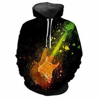 Guitar Pattern 3d Printing Spring Fall Men's Hoodie Fashion Personality Street Trend Creative Loose Comfortable Classic Pullover 100