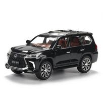 1/24 „Lexus LX570“ lydinio traukiamo automobilio modelis, metalinės žaislinės transporto priemonės su garso šviesa, 6 atviros durys vaikams, dovana su nemokamu pristatymu juoda
