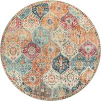Apvalus kilimas Plotiniai kilimai Apvalus kilimas Etninis gėlių raštas Neslystantis Bohemiškas kilimas Minkšti skalbiami kilimai svetainei, miegamajam, virtuvei 40X40cm-16x16in