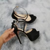 Moteriški aukštakulniai naktinio klubo sandalai itin madingi seksualių 14 cm super aukštų kulnų odiniai platforminiai sandalai su kulkšnies dirželiu raudoni vestuviniai batai 35 juoda