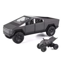 Nauja 1:24 MINI „Tesla Cybertruck“ pikapo priekabos lydinio automobilio modelis, lieto metalo visureigio sunkvežimio modeliavimas, vaikų žaislų dovana pilka