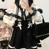 Kawaii Moteriški Marškiniai Jirai Kei Lolita Y2K Miela Japoniško Stiliaus Palaidinė Elegantiški Ilgomis Rankovėmis Saldūs Topai Kasdieniški Estetiški Marškiniai One size balta