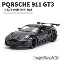 1:32 pilno mastelio Porsche 911 GT3 didelės simuliacijos lieto metalo lydinio modelis automobilis garsas ir šviesa atitraukiamas kolekcija vaikiškas žaislas berniuko dovana juoda