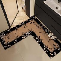 Vintage L-Shaped Heart Corner Bath Mat: Water-Absorbent, Non-Slip, Premium Materials 70x70cm [Upgraded Thickened Diatom Mud]