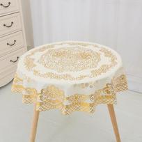 90 cm europietiška auksu dengta PVC apvali staltiesė, balta ir sidabrinė, tuščiavidurio dizaino Diameter: 90 cm auksas