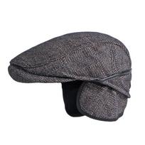 Vyriška rudeninė ir žieminė ausų apsaugos kepurė su snapeliu - Retro britiška beretė vidutinio amžiaus ir vyresniems XL (59-60cm)