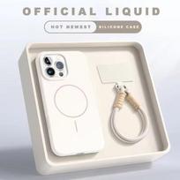 Magnetinis telefono dėklas, skirtas „iPhone 15 14 16 Plus 11 12 13 16 Pro Max“ silikoniniam oficialiam „Lanyard Magsafe Strap“ apsauginiam minkštam dangteliui iPhone 16 Pro Max balta