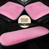 Universalus pliušinis žieminis automobilio sėdynės pagalvėlių komplektas - storas, šiltas, trijų dalių, 1200g Bright Pink