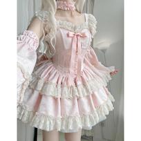 Saldžios Elegantiškos Lolitos Princesės Suknelės Moterims Kawaii Mielos Nėriniai Volanai Kaspinas Liekninančios Suknelės Japonija Harajuku Vakaro Vakarėlio Mini L rožinė