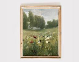 Senovinio kaimo sienos meno spaudinys Retro kaimiškas pavasaris Natūralūs vaizdai Drobės tapyba Kraštovaizdžio plakatas Paveikslas Namų dekoras 20x30cm