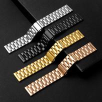 Replacement Stainless Steel Watch Band for Huawei or Samsung - 304 Solid Steel Bracelet with Three-Bead Design. 24mm