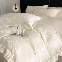 Šilkinis Tencel žakardinis antklodės užvalkalų komplektas - Prabangi vasarinė patalynė su bantelių dizainu 1.2m Bedspread 3-Piece Set [Duvet Cover 150x200]