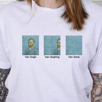 Van Gogho paveikslas Marškinėliai T-shirt Moteriški Ulzzang Moteriški Femme Menas Streetwear Harajuku Marškinėliai Tee S balta