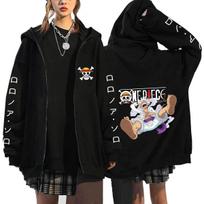 VIENAS GABALAS Anime gobtuvai Luffy Zoro Chopper Vyriški švarkai Cosplay Laisvalaikio užtraukiami paltai Harajuku Unisex Animaciniai džemperiai su gobtuvu Hip Hop gobtuvas Streetwear S juoda