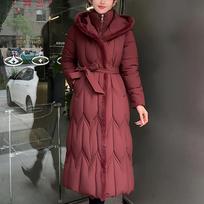 Didelių dydžių L-7XL madingos žieminės striukės moterims, ilgas parkas su kapišonu, laisvas, storas, šiltas paltas, kasdieniai moteriški paltai su diržu 5XL raudona