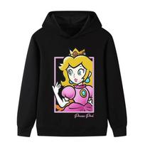 Merginų naujas Super Mario princesės animacinis spaudinys su gobtuvu Ruduo / Žiema Lauke patogus minkštas vaikiškas vilnos su gobtuvu džemperis 110