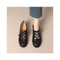 NEW Autumn/Spring Women Loafers Round Toe Low Heel Shoes Genuine Leather Shoes for Women Cross-tied Women Pumps Handmade Shoes 41 ruda