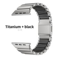 Titano fluoroelastomerio guminė apyrankė Apple Watch Ultra 3 2 49mm, magnetinė apyrankė Iwatch Series 11 10 46mm 9 8 7 45mm 6 SE 3 44mm 42mm 44mm 45mm &A juoda