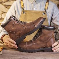 Britiški Retro Vyriški Aukštakulniai Odiniai Kaubojiški Batai Suvarstomi Patogūs Kvėpuojantys Jodinėjimo Atsitiktiniai Batai Aukščiausios Kokybės Mada 39 ruda