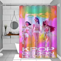 Kpop Demon Hunters Funny And Creative Beach Shower Curtain Waterproof Polyester Bath Curtains For Bathroom Decorate With Hooks 90x180 cm