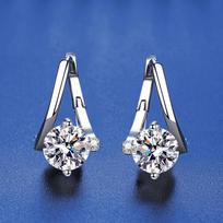 Aukštos klasės 925 prabos sidabro vyti vandens lašo moisanito auskarai-manžetai - universalus dovana moterims 1 Carat Zircon