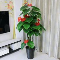 Didelis dirbtinis antūrio medis vazone - Žali augalai patalpoms svetainės dekoravimui 0.8m 5-Head Anthurium (With Pot and Moss)