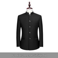 Vyriškas jaunimo slim fit Zhongshan kostiumo komplektas - kiniškas stovas apykaklė, vestuvinis, oficialus, Tang kostiumas L