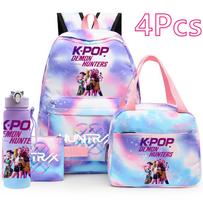 4 vnt./rinkinys Anime K-Pop spausdintas kuprinė, rankinė, pieštukinė su 750 ml vandens buteliuku paaugliui berniukui, mergaitei mokyklos krepšys, didelės talpos krepšys knygoms Mochila